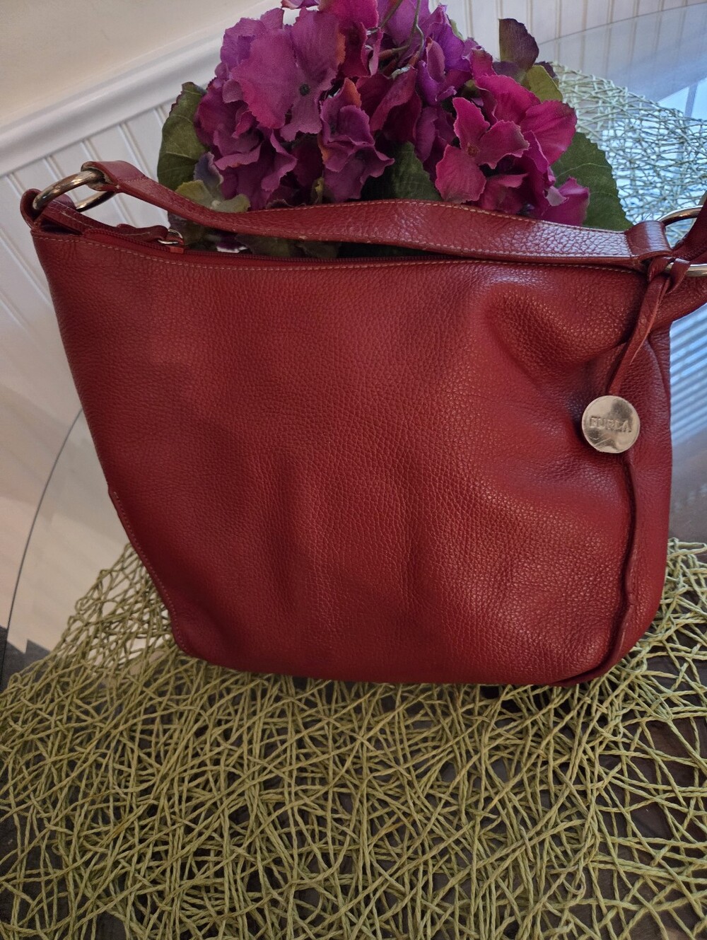 Furla Red Leather Shoulder Bag